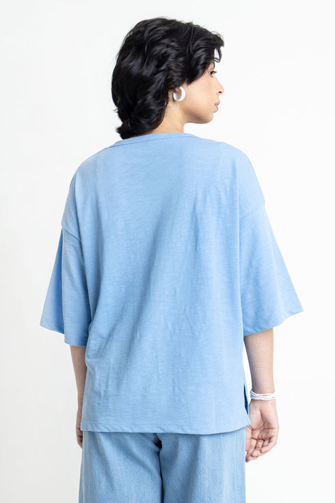 The Oversized Airy Blue Floral T-shirt